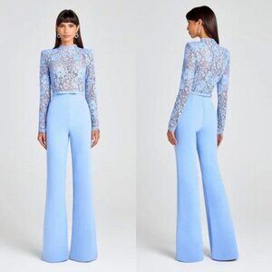 NADINE MERABI Blue Lace Jumpsuit